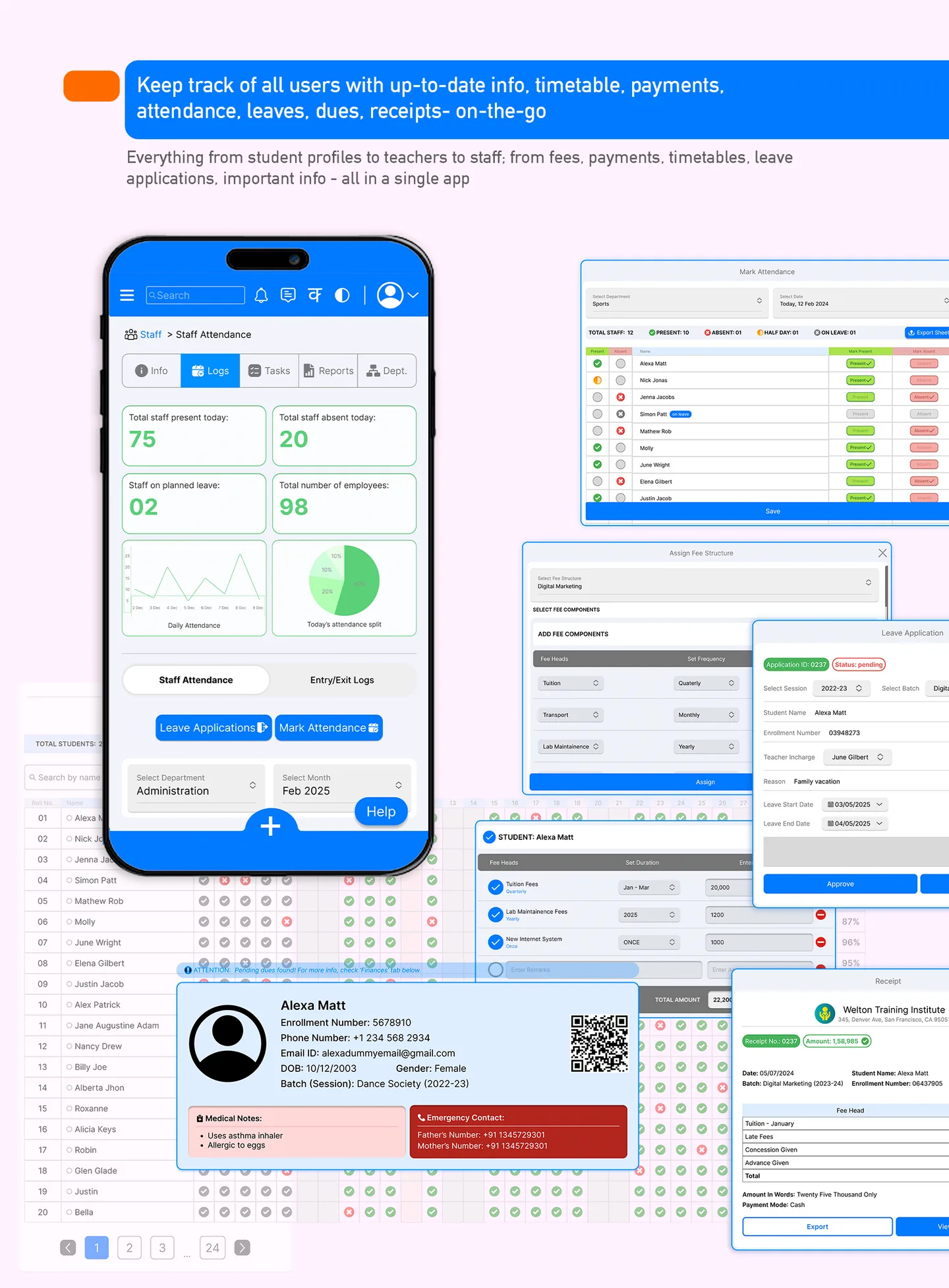 Mobile view — parent dashboard
