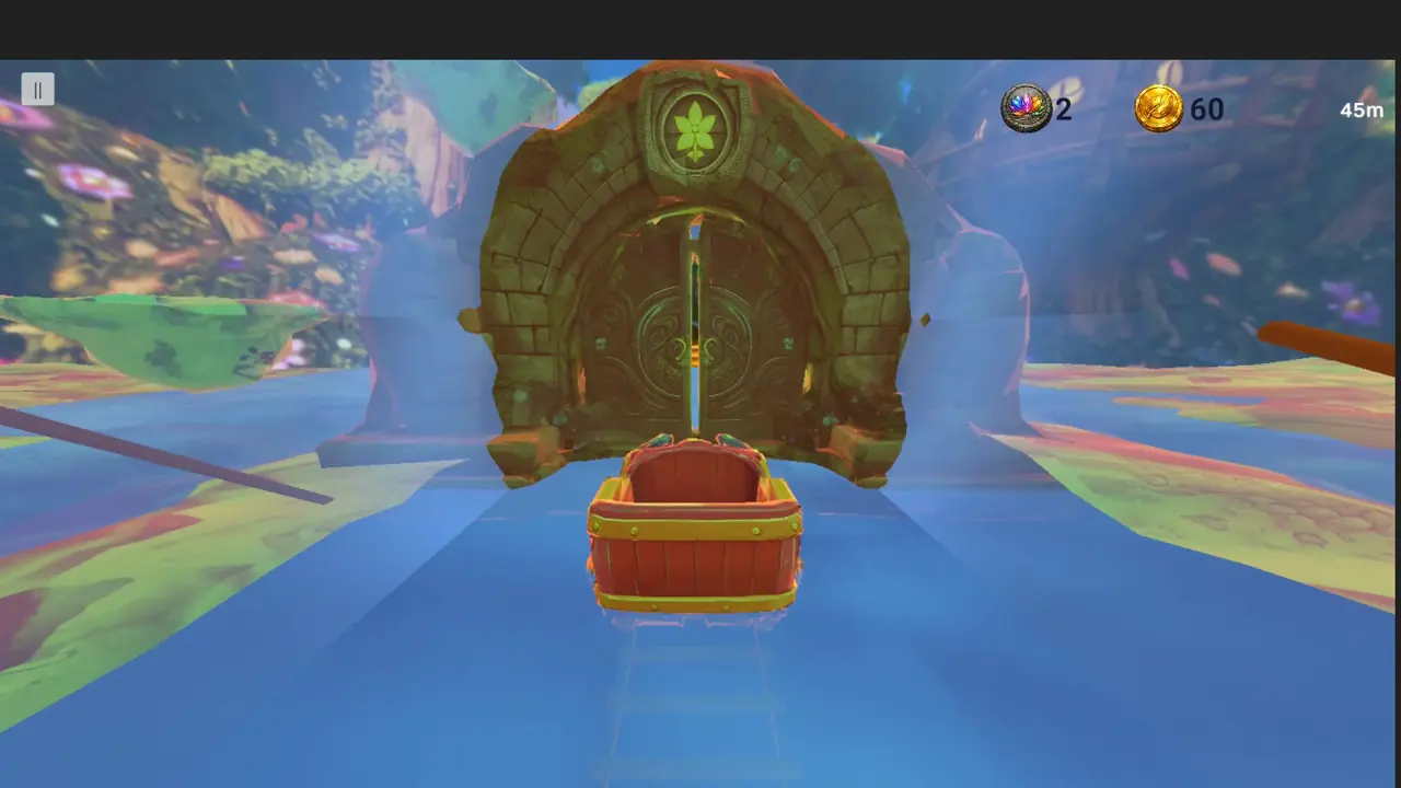 The cart waiting at the start of a magical forest track during the countdown