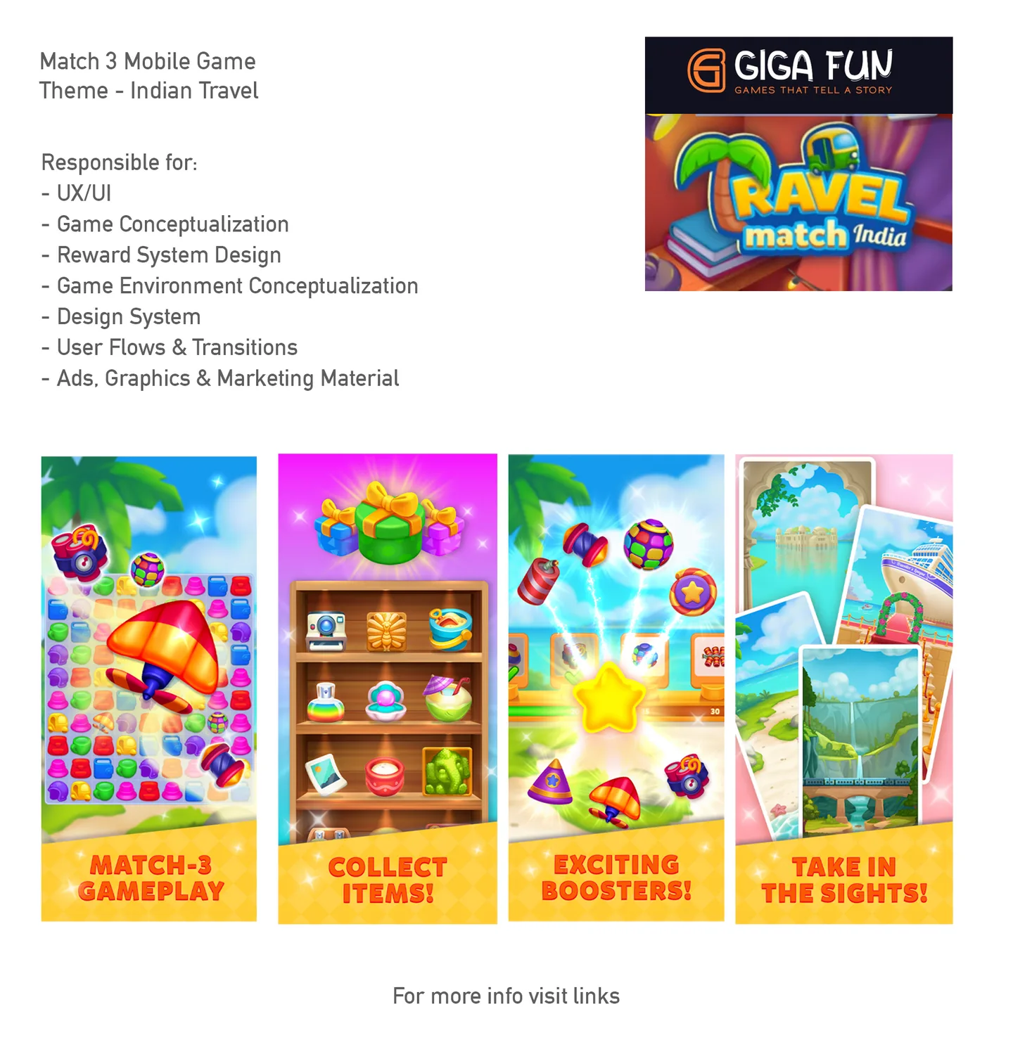 Travel Match pillars — match-3 gameplay, collect items, exciting boosters, take in the sights